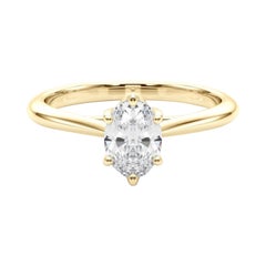 GIA Certified 1 Carat Oval Solitaire Multi-Prong Rose Diamond Ring