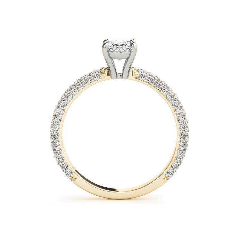 De las mujeres Anillo de diamantes de oro amarillo de 18 quilates con solitario ovalado y pavé certificado por GIA de 1 quilate en venta
