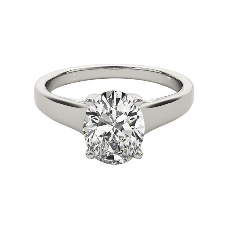 GIA Certified 1 Carat Oval Solitaire Trellis Prong Platinum Diamond Ring