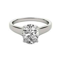 GIA Certified 1 Carat Oval Solitaire Trellis Prong Platinum Diamond Ring