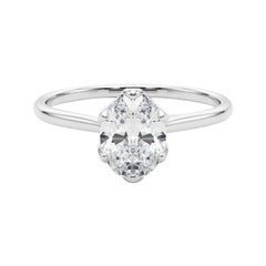 Bague diamant cathédrale Tulip solitaire ovale de 1 carat certifiée GIA