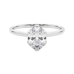 Bague diamant cathédrale Tulip solitaire ovale de 1 carat certifiée GIA