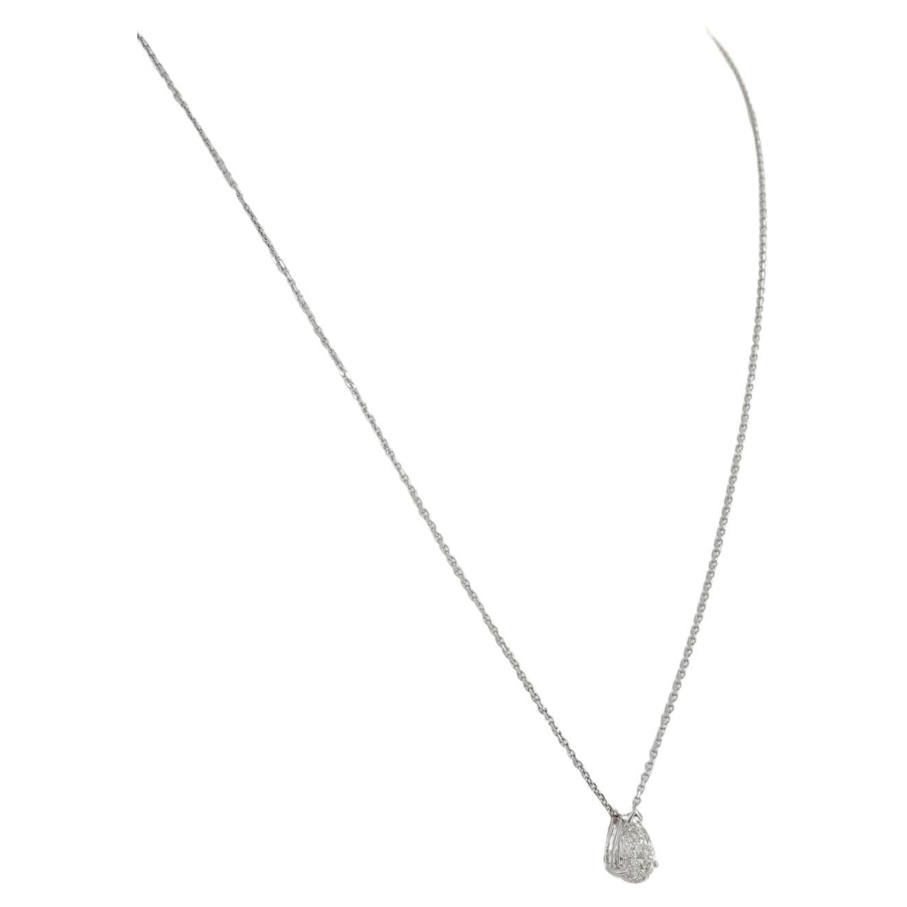Modern GIA Certified 1 Carat  Pear Cut Diamond Pendant Necklace For Sale