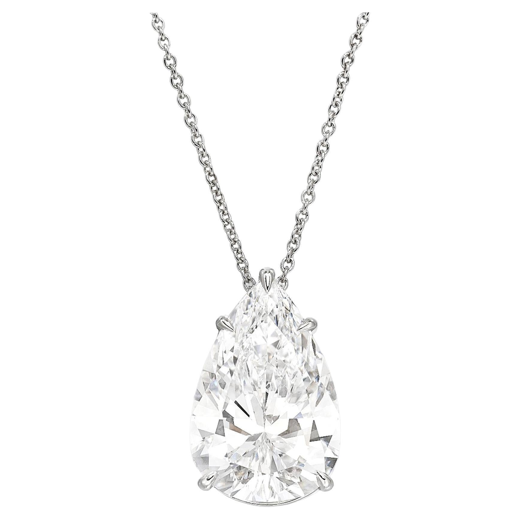 GIA Certified 1 Carat  Pear Cut Diamond Pendant Necklace For Sale 1