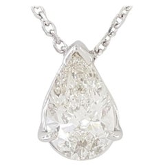GIA Certified 1 Carat  Pear Cut Diamond Pendant Necklace