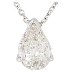 GIA Certified 1 Carat  Pear Cut Diamond Pendant Necklace