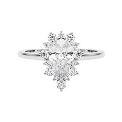 GIA zertifiziert 1 Karat Birne Halo Cluster 18K Weißgold Diamantring