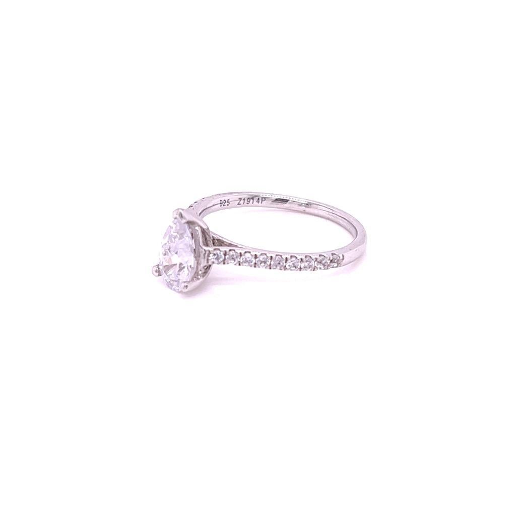 For Sale:  GIA Certified 1 Carat Pear shape Diamond Ring in Platinum 5