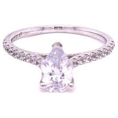 GIA Certified 1 Carat Pear shape Diamond Ring in Platinum