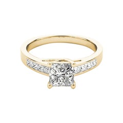 GIA Certified 1 Carat Princess Channel Set Cathedral Diamond Ring