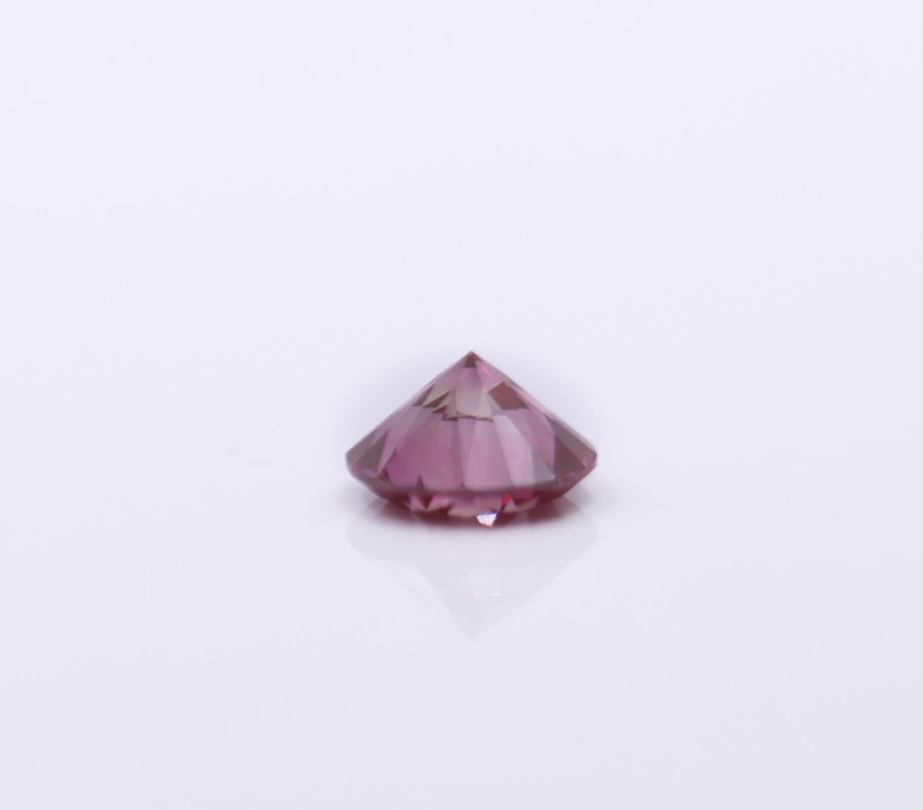GIA Certified 1 Carat Purplish Pink Diamond Earth Mined Brilliant Round 6.5mm 4