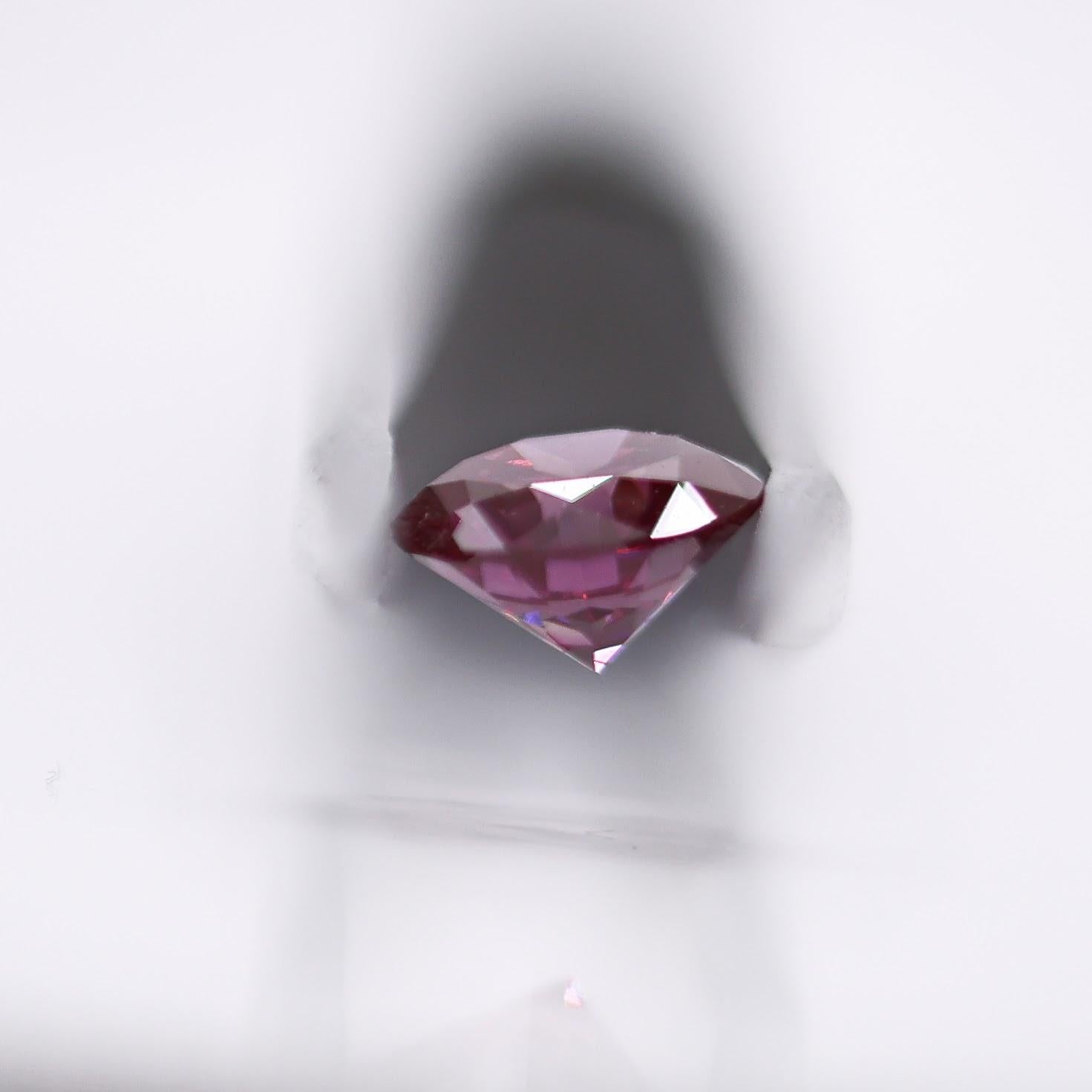 GIA Certified 1 Carat Purplish Pink Diamond Earth Mined Brilliant Round 6.5mm In New Condition For Sale In Columbus, OH