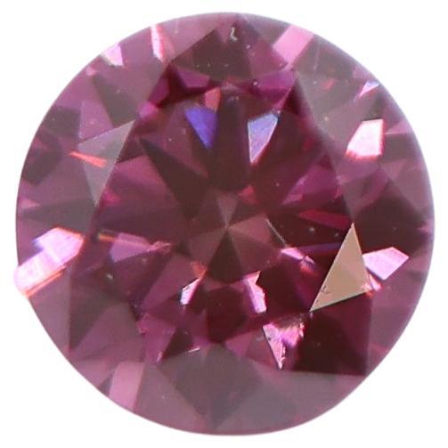 GIA Certified 1 Carat Purplish Pink Diamond Earth Mined Brilliant Round 6.5mm For Sale