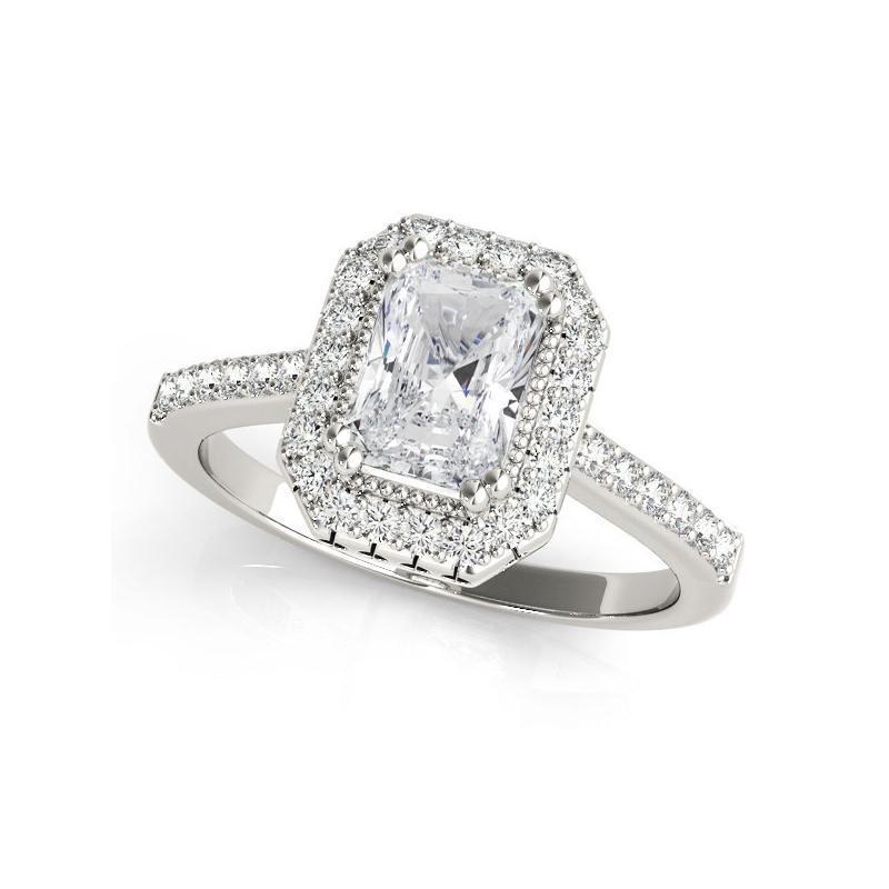 Taglio radiant Diamante radiante aureolato da 1 carati certificato GIA  Anello con diamante in vendita