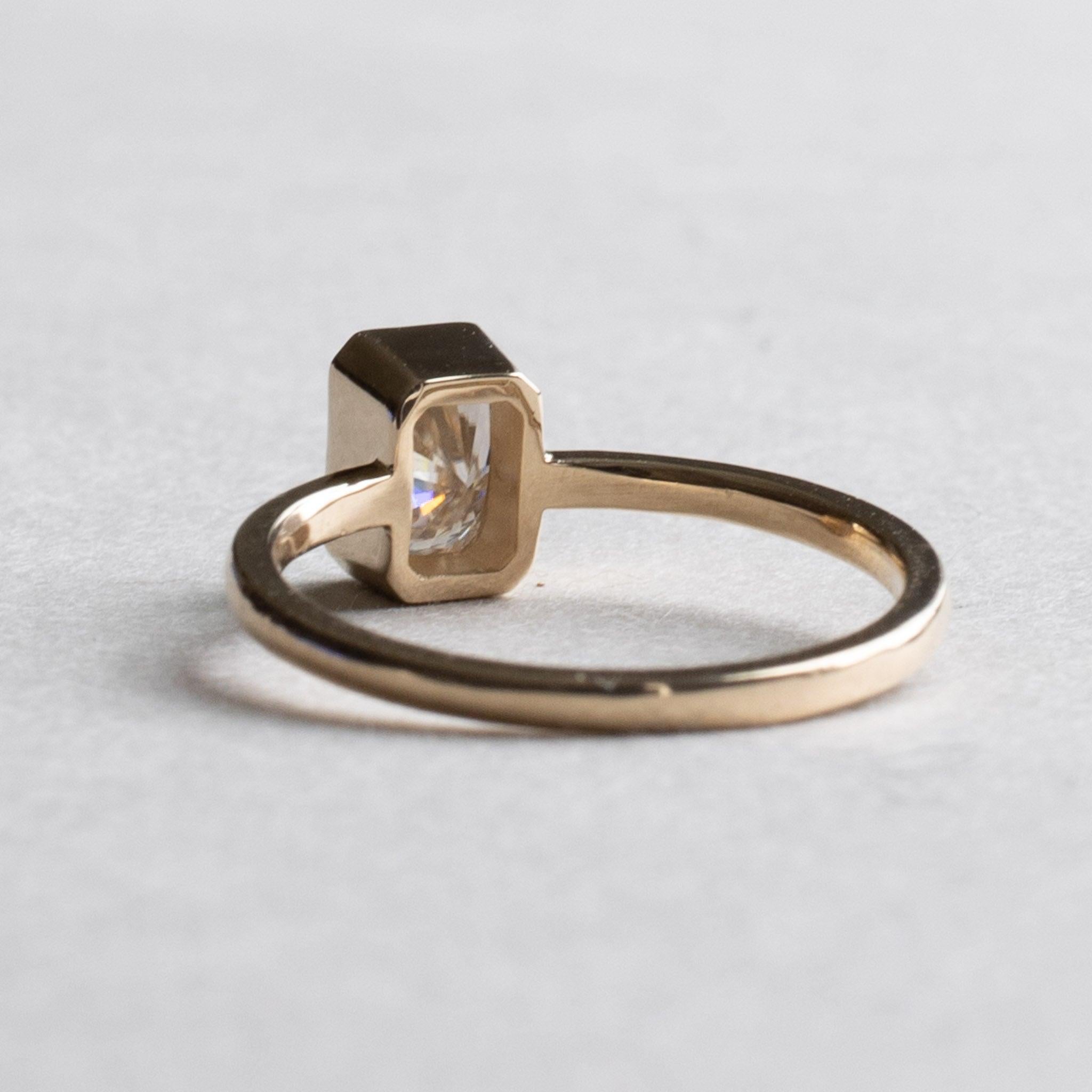 For Sale:  1 Carat Radiant Emerald Cut Diamond Ring 18k Gold 3