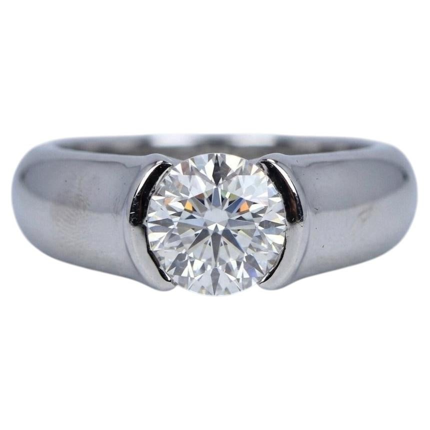 GIA Certified 1 Carat Round Brilliant Cut Diamond C de Cartier Ring