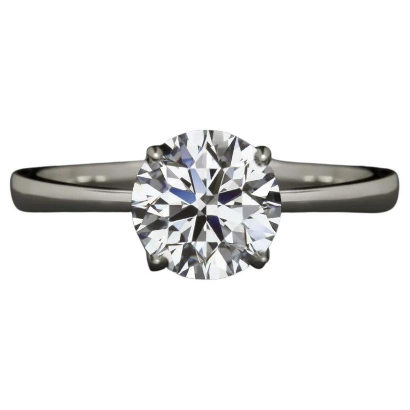 Anillo de oro blanco solitario con diamante brillante redondo H SI2 de 1 quilate certificado por el GIA