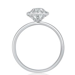 Anello di fidanzamento aureolato con diamante rotondo certificato GIA da 1 carato in oro bianco 14K