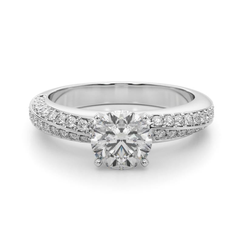 GIA certificato 1 Carat Round Diamond Pave Swirl  Anello con diamante In condizioni Nuovo in vendita a New York, NY