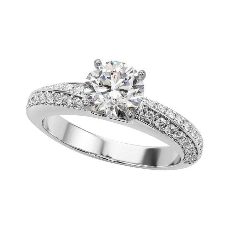 GIA certificato 1 Carat Round Diamond Pave Swirl  Anello con diamante