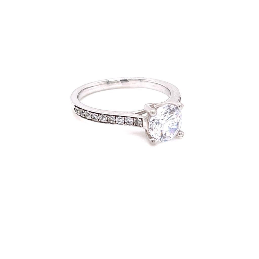 For Sale:  GIA Certified 1 Carat Round Diamond with Shoulder Diamonds Platinum Ring. 3