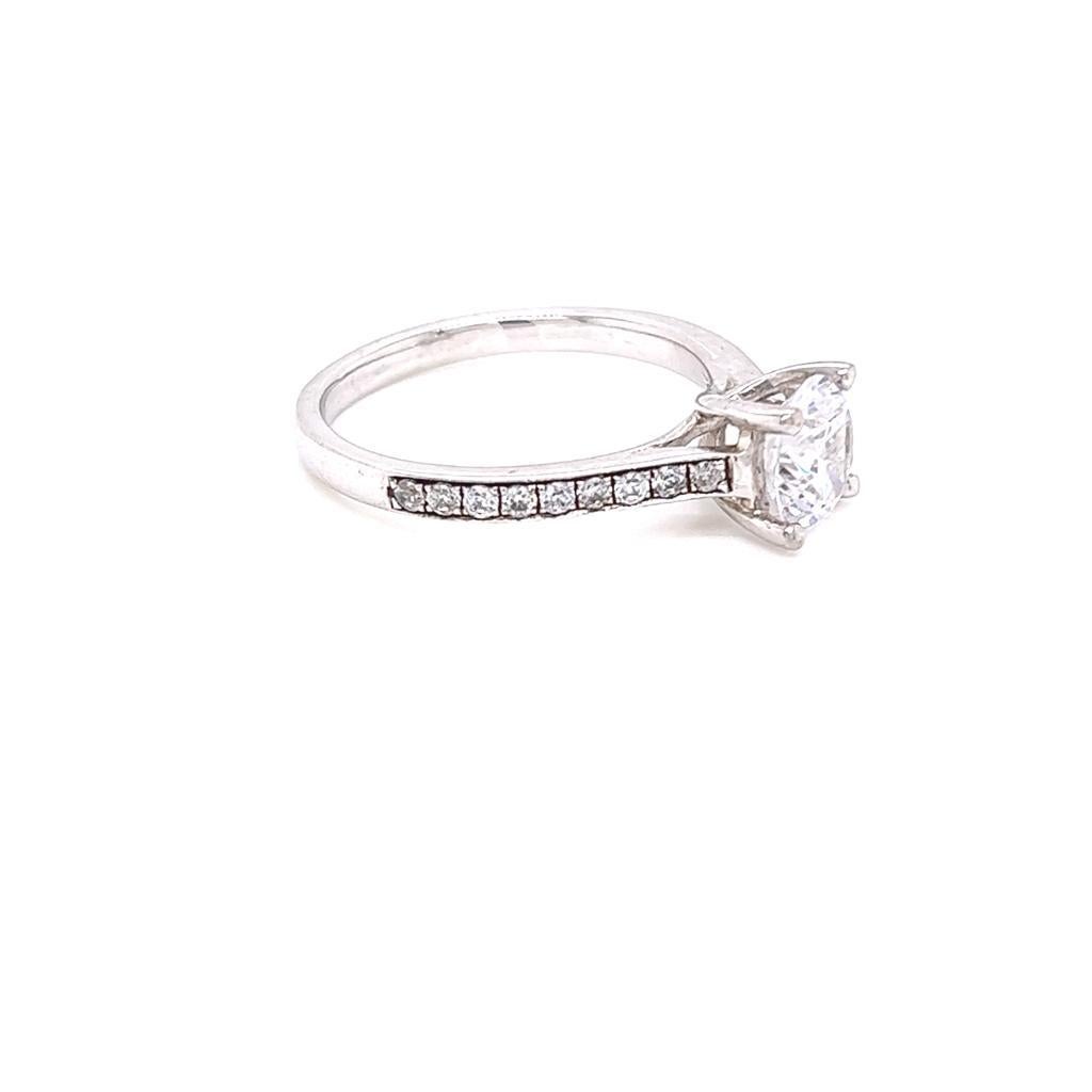 For Sale:  GIA Certified 1 Carat Round Diamond with Shoulder Diamonds Platinum Ring. 4