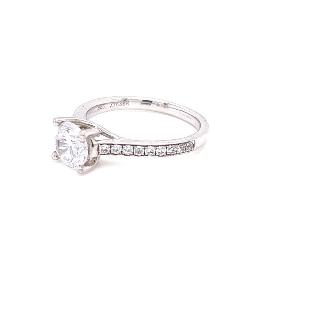 For Sale:  GIA Certified 1 Carat Round Diamond with Shoulder Diamonds Platinum Ring. 5
