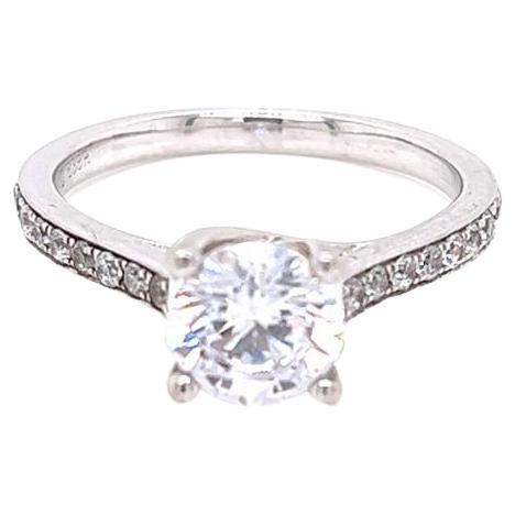 For Sale:  GIA Certified 1 Carat Round Diamond with Shoulder Diamonds Platinum Ring.