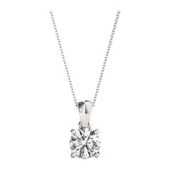 GIA Certified 1 Carat Round Diamond X Basket Yellow Gold Pendant Necklace