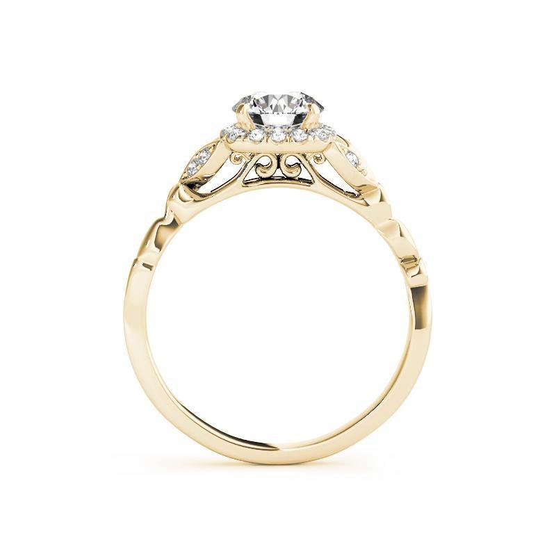 Bague en diamant certifié GIA de 1 carat, avec halo floral, feuilles et vignes Neuf - En vente à New York, NY