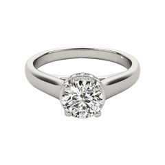 GIA Certified 1 Carat Round Hidden Halo Trellis  Diamond Ring
