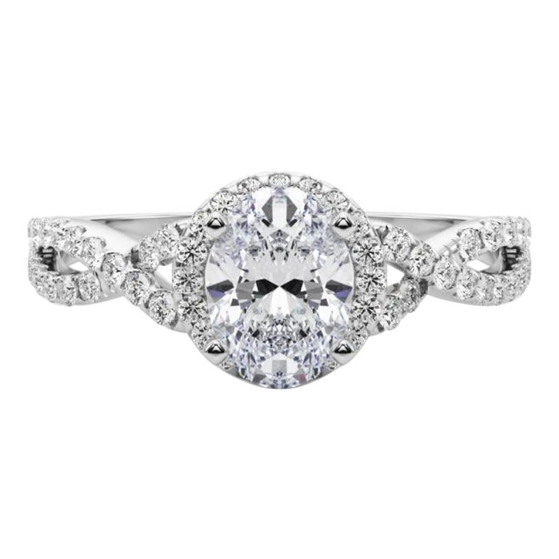 Anello con diamante solitario ovale a raggiera Infinity da 1 carati certificato GIA