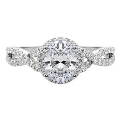 GIA Certified 1 Carat Solitaire Oval Halo Infinity Diamond Ring