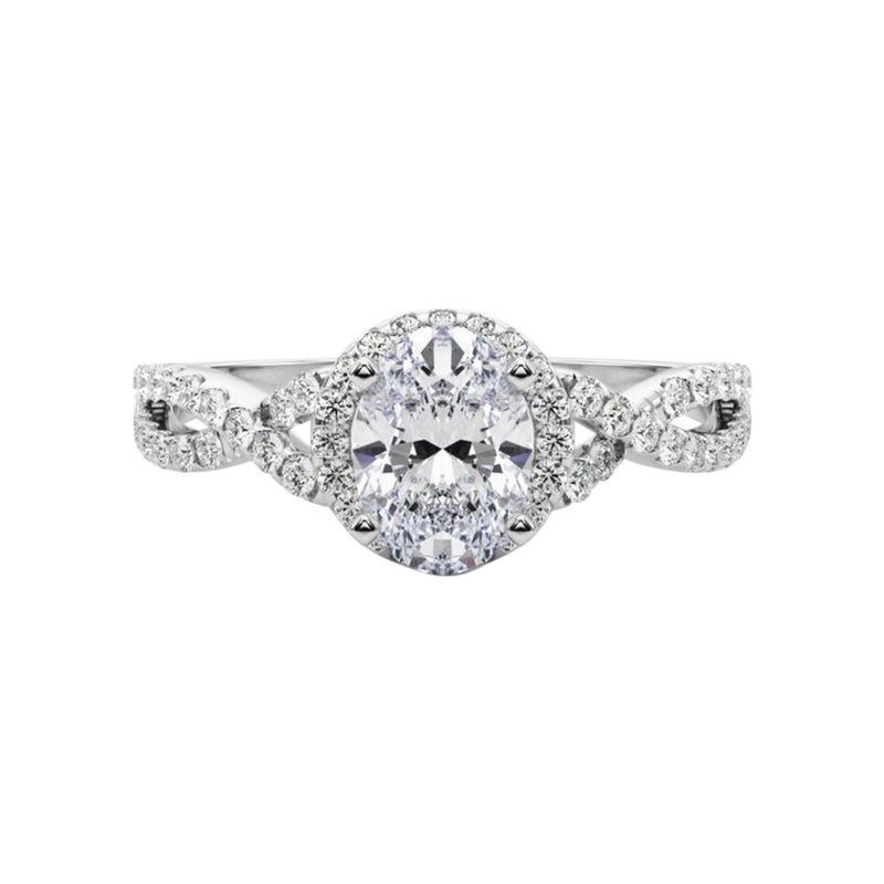 Anello con diamante solitario ovale a raggiera Infinity da 1 carati certificato GIA