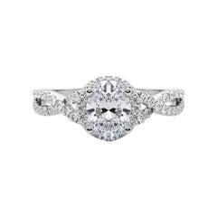 Anello con diamante solitario ovale a raggiera Infinity da 1 carati certificato GIA