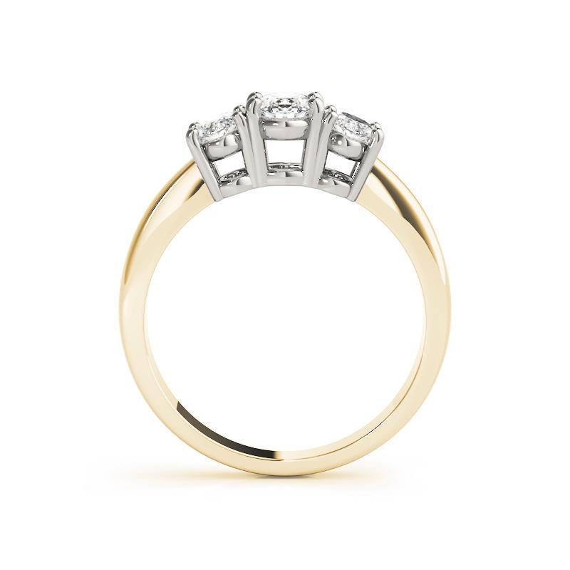 GIA Certified 1 Carat Three-Stone Oval 18K Yellow Gold Diamond Ring (bague à diamant ovale de 1 carat certifiée par le GIA) Neuf - En vente à New York, NY