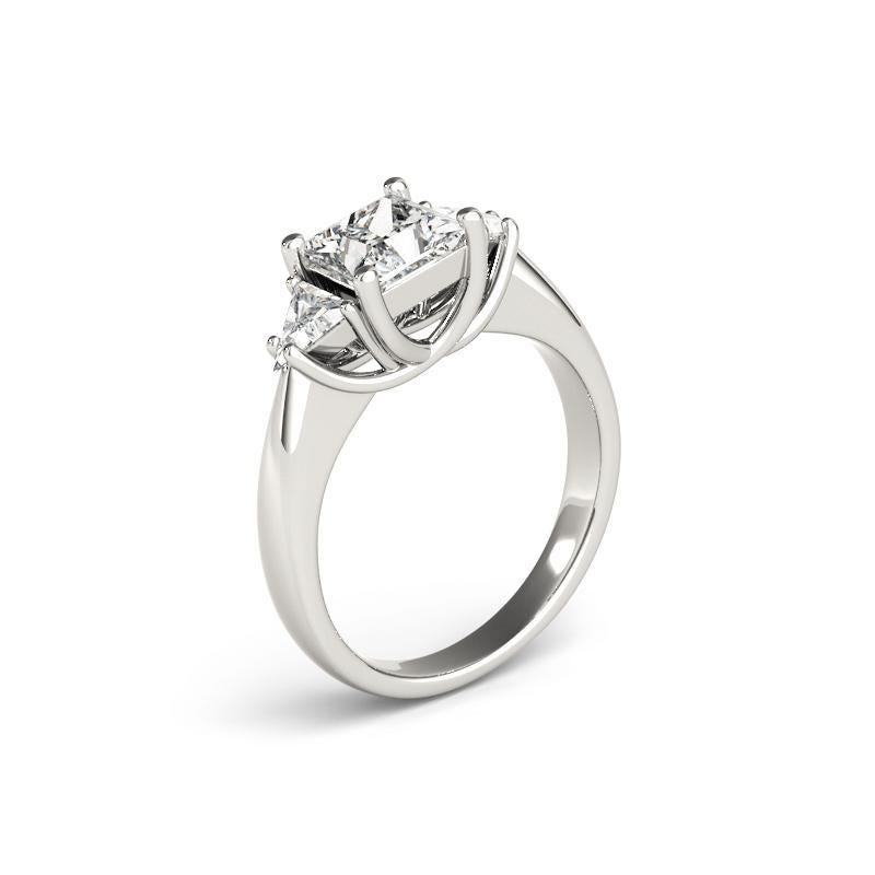 Donna Anello con diamante trilobato e principessa da 1 carati certificato GIA in vendita
