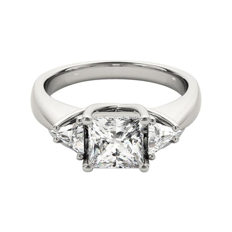 Anello con diamante trilobato e principessa da 1 carati certificato GIA
