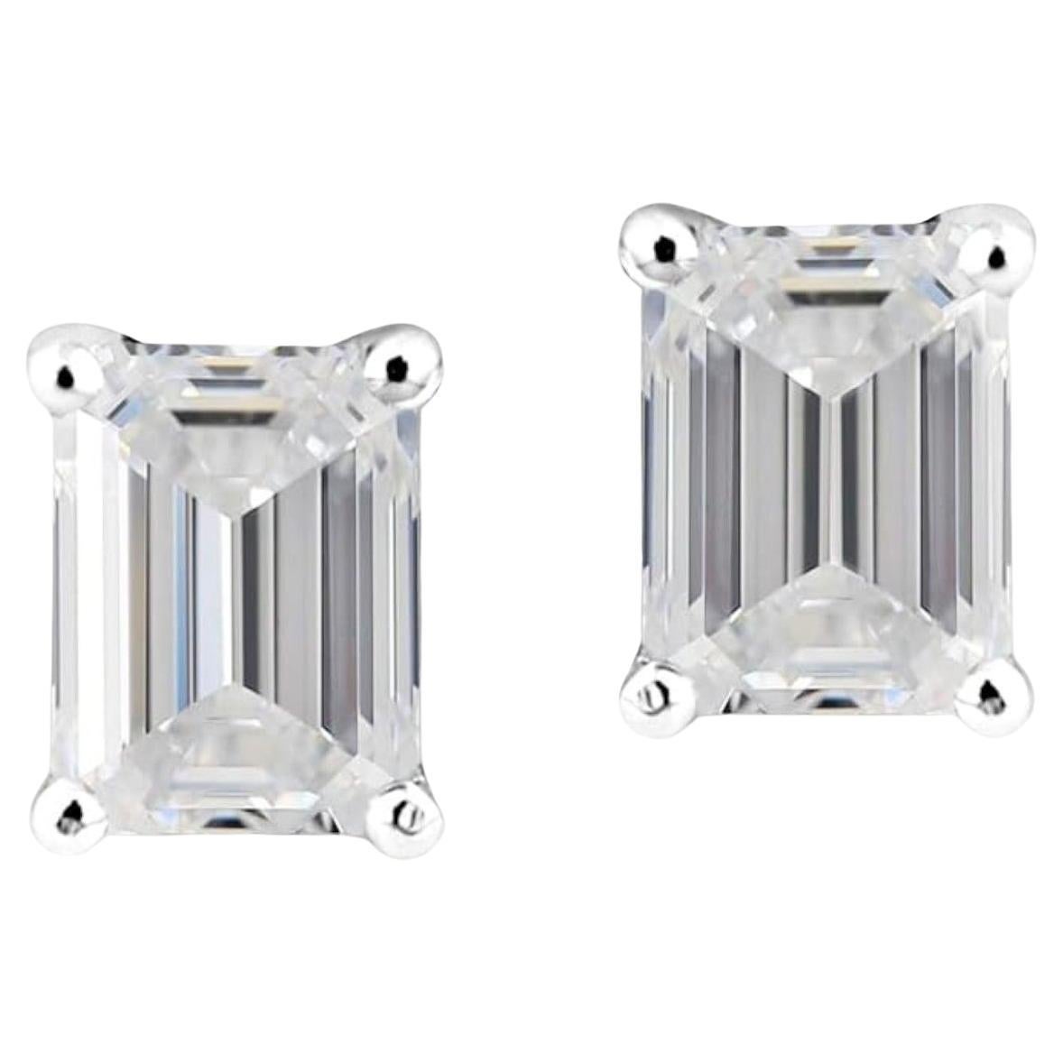 GIA-zertifizierte 1 Karat Smaragdform F/VS1 Diamanten Ohrstecker 18K Weißgold