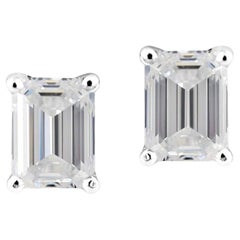 GIA-zertifizierte 1 Karat Smaragdform F/VS1 Diamanten Ohrstecker 18K Weißgold
