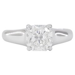 GIA Certified 1 Ct F Color VS Square Radiant Cut Diamond 18K White Gold Ring