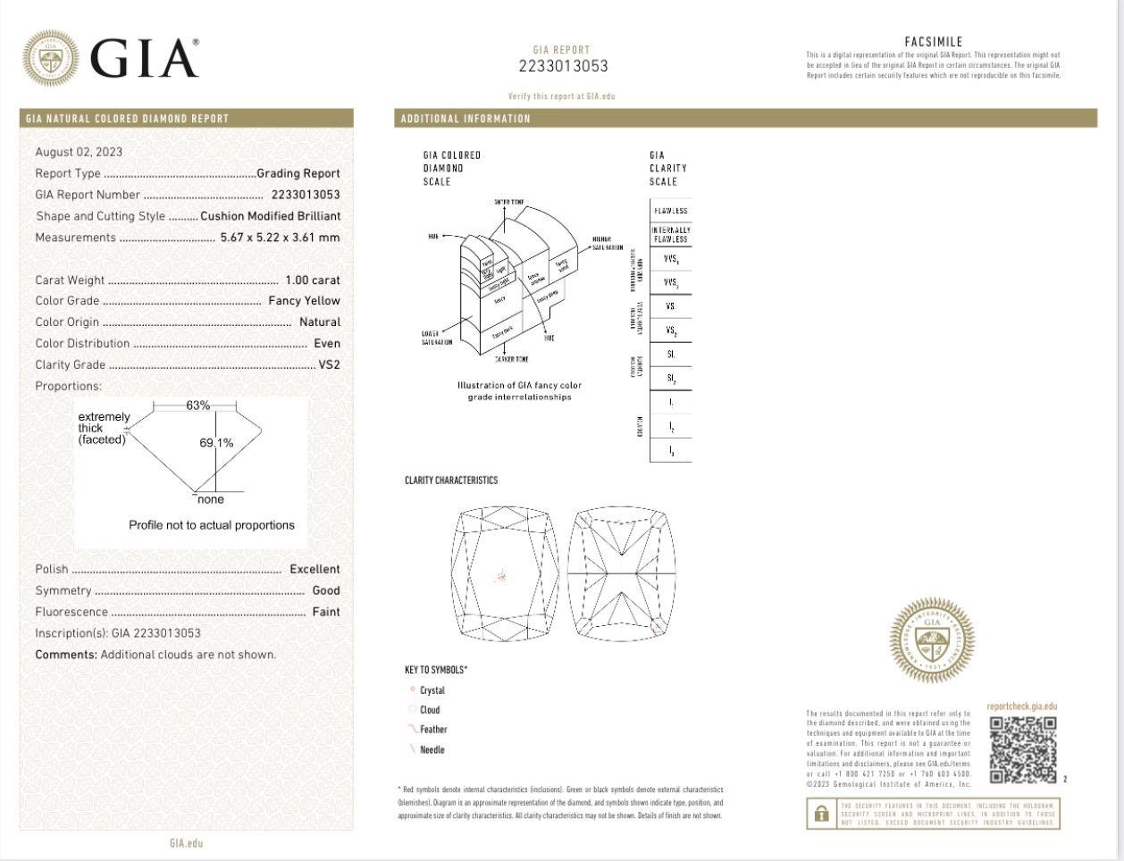 Bague fantaisie en or 18 carats avec diamants de 1 carat certifiés GIA Unisexe en vente
