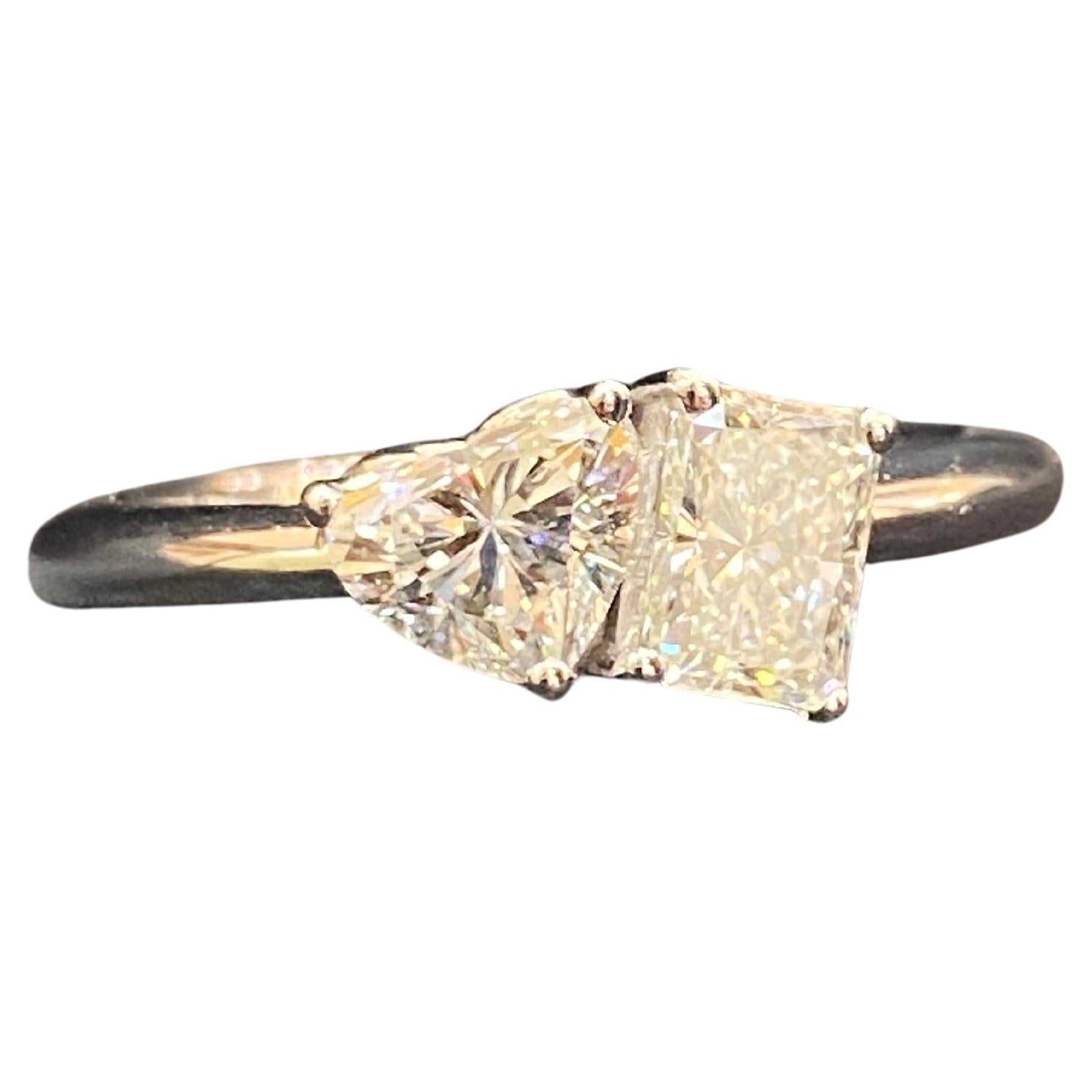 GIA-zertifizierter 1 Karat F/VS1 Herzförmiger Diamantring mit strahlender Form, Toi Et Moi, 18 Karat Gold