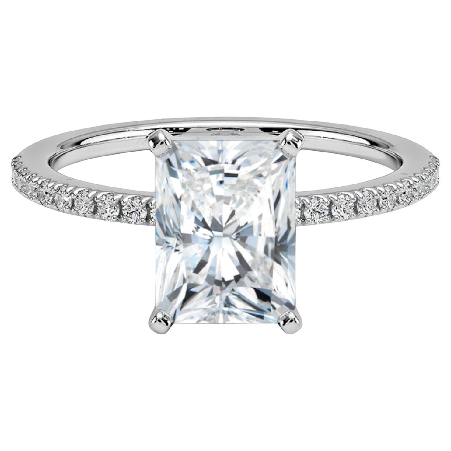 Anillo de compromiso de oro de 18 quilates con certificado GIA de 1 quilate F/VS1 de diamantes radiantes redondos
