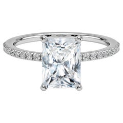 GIA Certified 1 Cts F/VS1 Anello di fidanzamento con diamanti radianti di forma rotonda in oro 18K