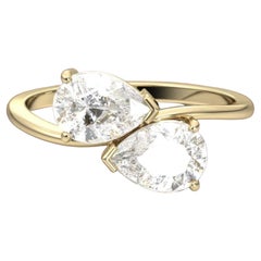 Bague de fiançailles en or 18 carats avec diamants taille poire de 1 carat F/VS1 certifiés GIA
