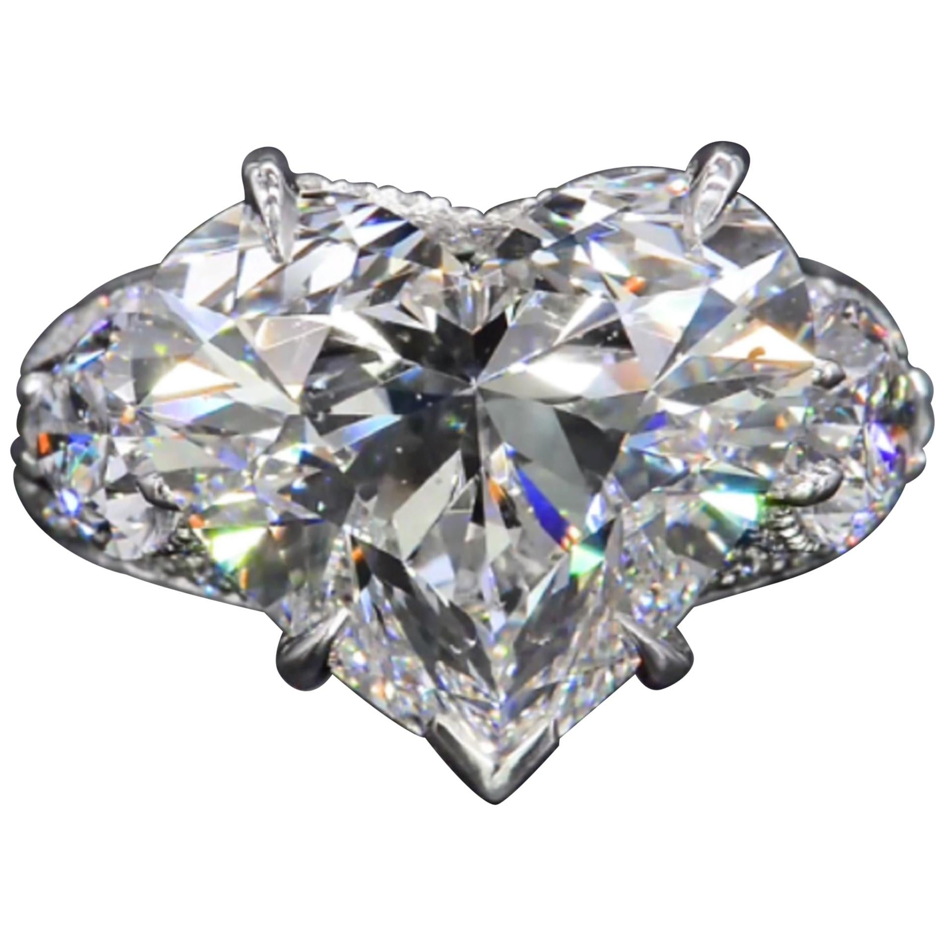 Bague en forme de cœur avec diamant certifié GIA de 10 carats