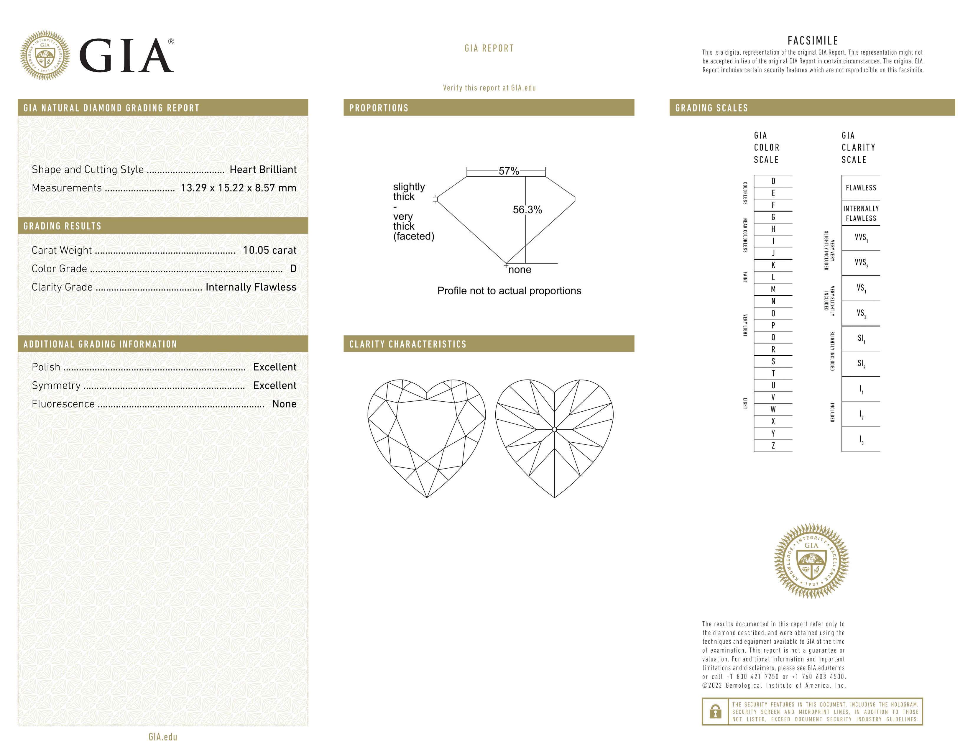 Bague en forme de cœur de 10 carats certifiée par le GIA, Type IIA Neuf - En vente à Rome, IT
