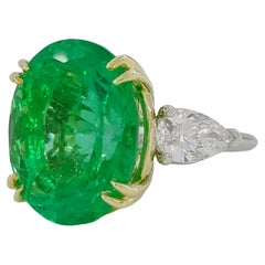 GIA Certified 10 Carat COLOMBIAN Emerald Minor Oil Diamond Ring