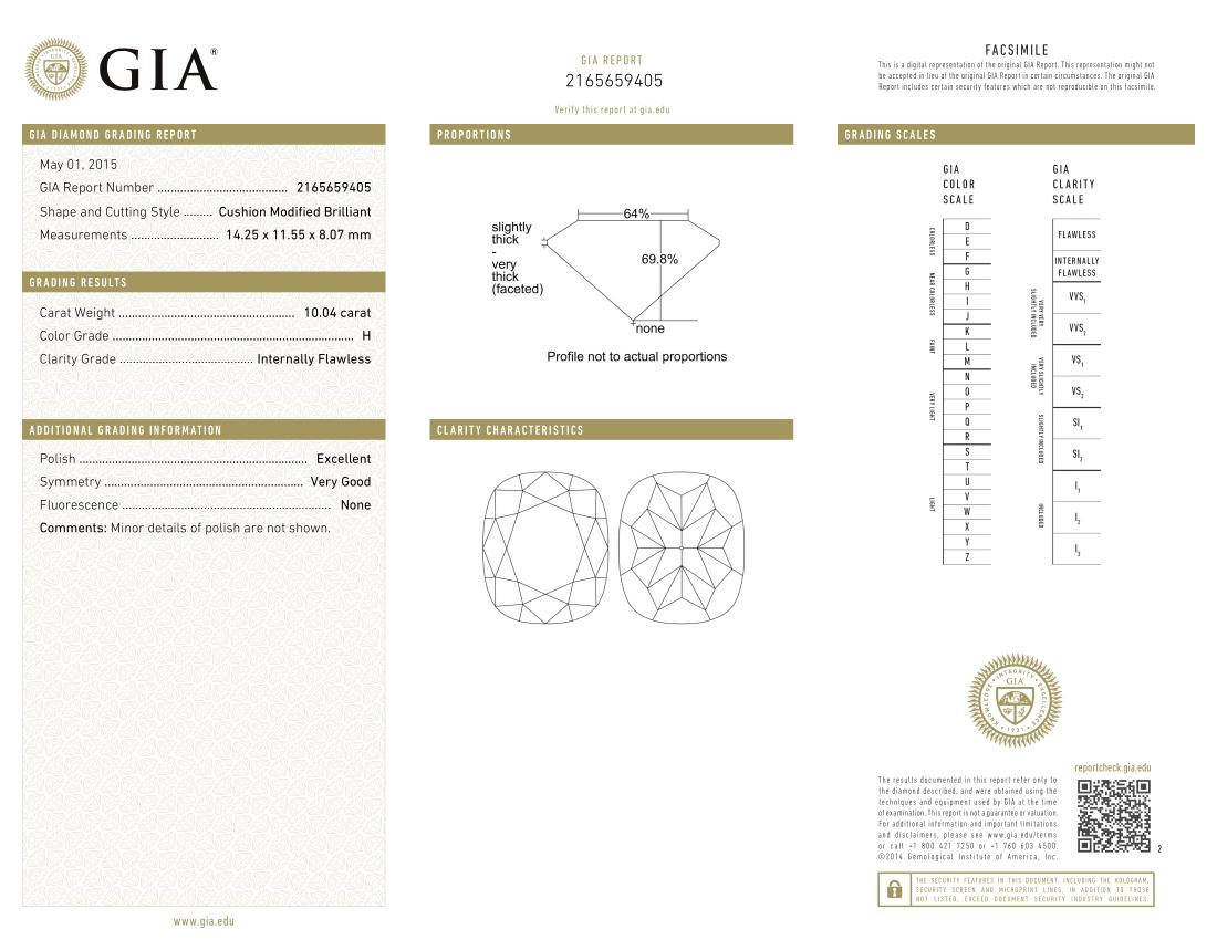 Moderne Bague de fiançailles certifiée GIA 10 carats diamant taille coussin en vente